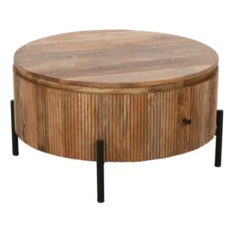 IH Design Margarita Natural Solid Wood Coffee Table With Metal Legs - thumbnail 4