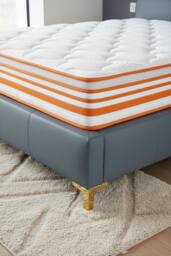 Orange-Trimmed Mattress with Soft Wave Foam & Reinforced Springs in White - Size: King - thumbnail 6
