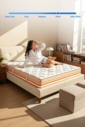 Orange-Trimmed Mattress with Soft Wave Foam & Reinforced Springs in White - Size: King - thumbnail 3