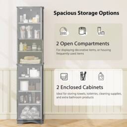 "KORVIXA 67"" Tall Bathroom Cabinet Home Office Floor Cabinet in Grey - Size: W700mm x H750mm" - thumbnail 5