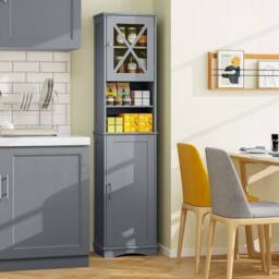 "KORVIXA 67"" Tall Bathroom Cabinet Home Office Floor Cabinet in Grey - Size: W700mm x H750mm" - thumbnail 4