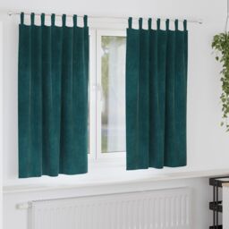 Berkfield Home Blackout Curtains with Hanging Loops 2 pcs Dark Green Velvet - thumbnail 1