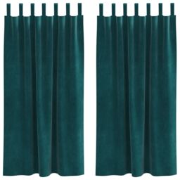 Berkfield Home Blackout Curtains with Hanging Loops 2 pcs Dark Green Velvet - thumbnail 2