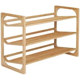 KORVIXA 3-Tier Bamboo Shoe Rack Storage Organiser in Natural - Size: 0.6m2 - thumbnail 1