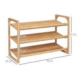 KORVIXA 3-Tier Bamboo Shoe Rack Storage Organiser in Natural - Size: 0.6m2 - thumbnail 2
