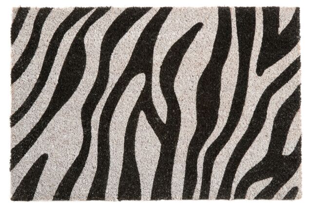 Orsina Zebra Print Coir Doormat in Black - Size: 100 cm diameter - image 1