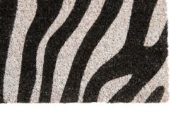 Orsina Zebra Print Coir Doormat in Black - Size: 100 cm diameter - thumbnail 3