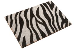 Orsina Zebra Print Coir Doormat in Black - Size: 100 cm diameter - thumbnail 2