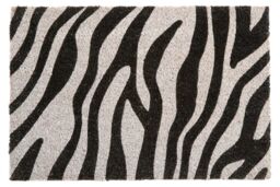 Orsina Zebra Print Coir Doormat in Black - Size: 100 cm diameter - thumbnail 1