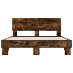 Berkfield Home Durable Bed Frame without Mattress Smoked Oak 140x200 cm in Brown - thumbnail 4