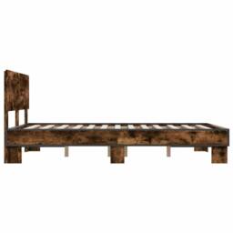 Berkfield Home Durable Bed Frame without Mattress Smoked Oak 140x200 cm in Brown - thumbnail 5