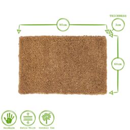 Nicola Spring Premium Handmade Coir Door Mat - 90 x 60cm in Brown - Size: 90 cm x 60 cm - thumbnail 3