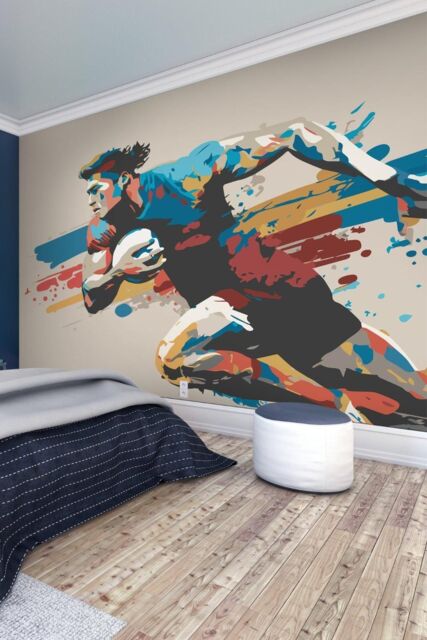 Origin Murals Rugby Player In Graphic Style Wall Mural - Size: W350 cm x H280 cm - image 1