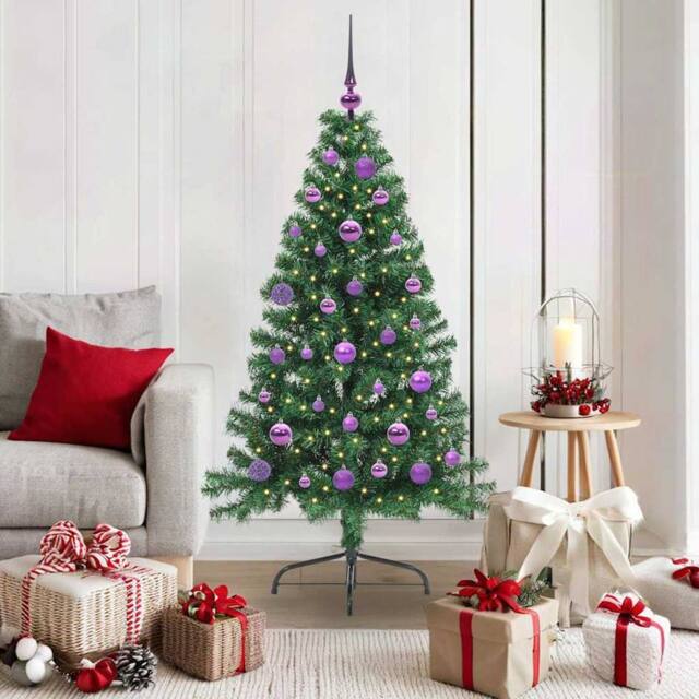 Berkfield Home Artificial Pre-lit Christmas Tree Green 150 cm PVC - image 1