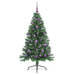 Berkfield Home Artificial Pre-lit Christmas Tree Green 150 cm PVC - thumbnail 3