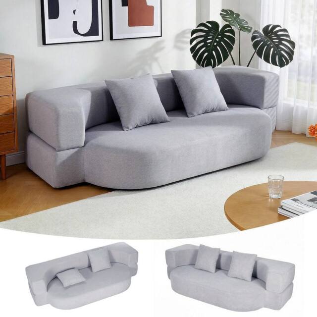 FORGEVIO Modern Fabric Recliner Sofa Bed Single in Grey - Size: 0.6m2 - image 1