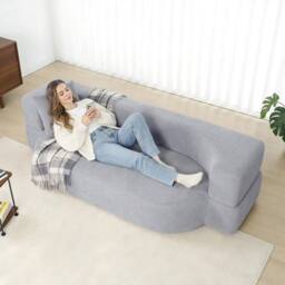 FORGEVIO Modern Fabric Recliner Sofa Bed Single in Grey - Size: 0.6m2 - thumbnail 6
