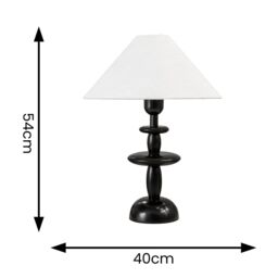 ValueLights Justin Natural Linen Tapered Shade Dark Wood Stacked Table Lamp with LED Bulb - thumbnail 4