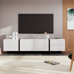 BTM 190 cm TV Cabinet With 3 Doors, 2 Drawers in Cool White - thumbnail 3