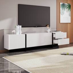 BTM 190 cm TV Cabinet With 3 Doors, 2 Drawers in Cool White - thumbnail 8