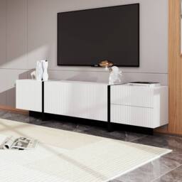 BTM 190 cm TV Cabinet With 3 Doors, 2 Drawers in Cool White - thumbnail 9