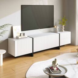 BTM 190 cm TV Cabinet With 3 Doors, 2 Drawers in Cool White - thumbnail 6