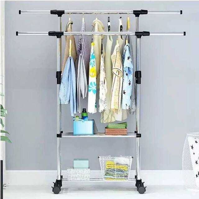 SPETLEK Adjustable Mobile Clothes Rack with Wheels in Silver - image 1