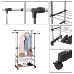 SPETLEK Adjustable Mobile Clothes Rack with Wheels in Silver - thumbnail 6