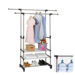 SPETLEK Adjustable Mobile Clothes Rack with Wheels in Silver - thumbnail 4