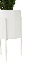 Orsina Fiori Faux Fern in White Cement Effect Pot with Iron Stand, Mid-Century Indoor Plant Decoration - thumbnail 6