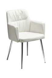 Orsina White Leather Effect Chair with Chrome Legs, High Quality Chair, Accent Chair, Borg Chair - thumbnail 4