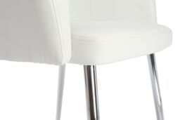 Orsina White Leather Effect Chair with Chrome Legs, High Quality Chair, Accent Chair, Borg Chair - thumbnail 3