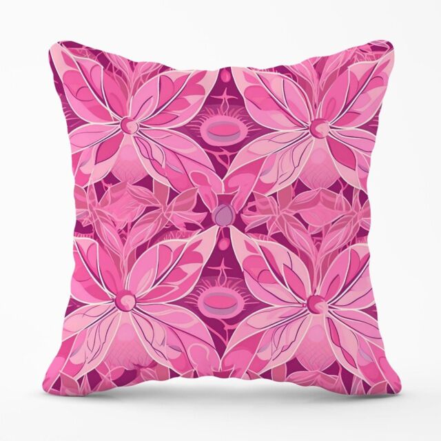 Warren Reed - Designer Pink Abstract Floral Design Outdoor Cushion - Size: 60 cm x 60 cm - image 1