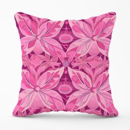 Warren Reed - Designer Pink Abstract Floral Design Outdoor Cushion - Size: 60 cm x 60 cm - thumbnail 1