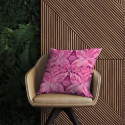 Warren Reed - Designer Pink Abstract Floral Design Outdoor Cushion - Size: 60 cm x 60 cm - thumbnail 2