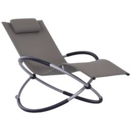 OUTSUNNY Orbital Lounger Zero Gravity Patio Chaise Foldable Rock Chair w/ Pillow in Light Grey - thumbnail 2