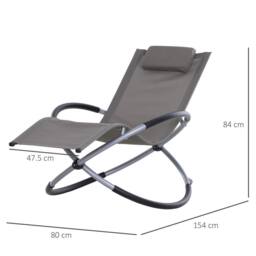 OUTSUNNY Orbital Lounger Zero Gravity Patio Chaise Foldable Rock Chair w/ Pillow in Light Grey - thumbnail 3