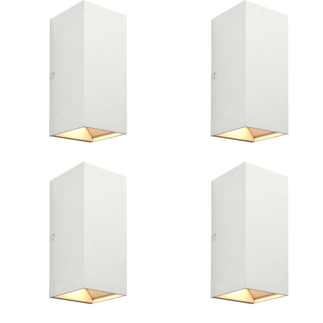 Loops 4 PACK Twin Outdoor Rectangular Wall Light - 2 x 5.5W CCT LED - Matt White - image 1
