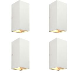 Loops 4 PACK Twin Outdoor Rectangular Wall Light - 2 x 5.5W CCT LED - Matt White