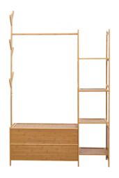 Living and Home Freestanding Bamboo Clothes Rack Garment Rack with Storage Shelves Coat Hanger in Natural - Size: Large - thumbnail 8