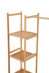 Living and Home Freestanding Bamboo Clothes Rack Garment Rack with Storage Shelves Coat Hanger in Natural - Size: Large - thumbnail 7