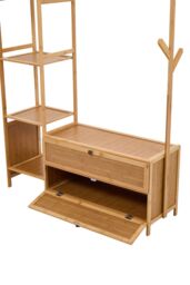 Living and Home Freestanding Bamboo Clothes Rack Garment Rack with Storage Shelves Coat Hanger in Natural - Size: Large - thumbnail 5