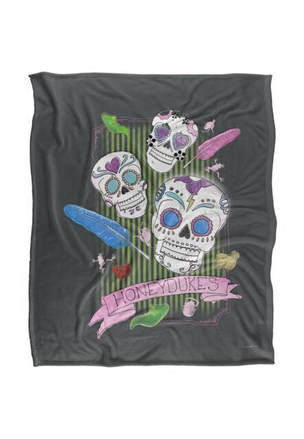 Harry Potter Honeydukes Sugar Skulls Officially Licensed Silky Touch Super Soft Throw Blanket 152x127 cm in White - image 1