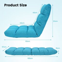 Costway 14 Position Adjustable Floor Chair Padded Gaming Sofa Recliner Lounger in Light Blue - thumbnail 8