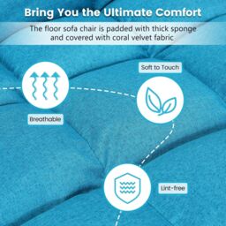 Costway 14 Position Adjustable Floor Chair Padded Gaming Sofa Recliner Lounger in Light Blue - thumbnail 5