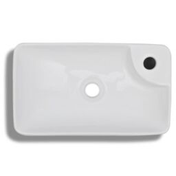 Berkfield Home Ceramic Bathroom Sink Basin with Faucet Hole White - thumbnail 3