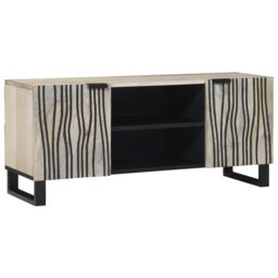 Berkfield Home Entertainment Centres & TV Stands with Shelf with Storage with Door White & Black - thumbnail 1