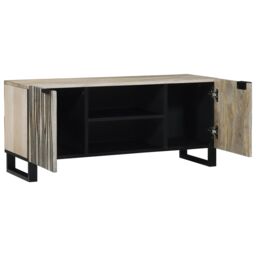 Berkfield Home Entertainment Centres & TV Stands with Shelf with Storage with Door White & Black - thumbnail 2