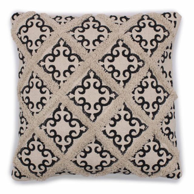 KDMD Classic Cushion Cover - Lux Criss-Cross & Print - 45x45cm in Cream - Size: 45x45 cm - image 1
