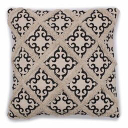 KDMD Classic Cushion Cover - Lux Criss-Cross & Print - 45x45cm in Cream - Size: 45x45 cm - thumbnail 1